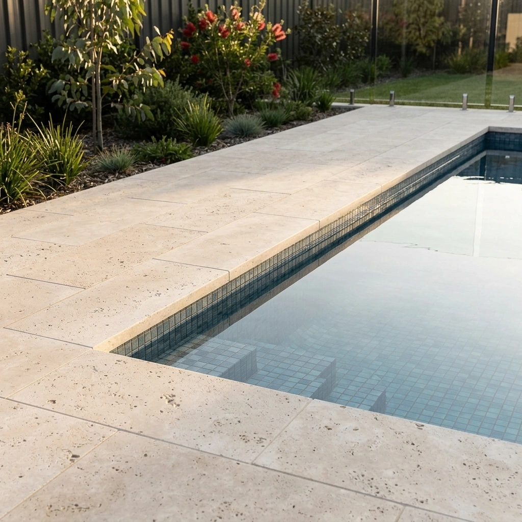Premium Ivory Travertine Pencil Edge Coping - Image 2