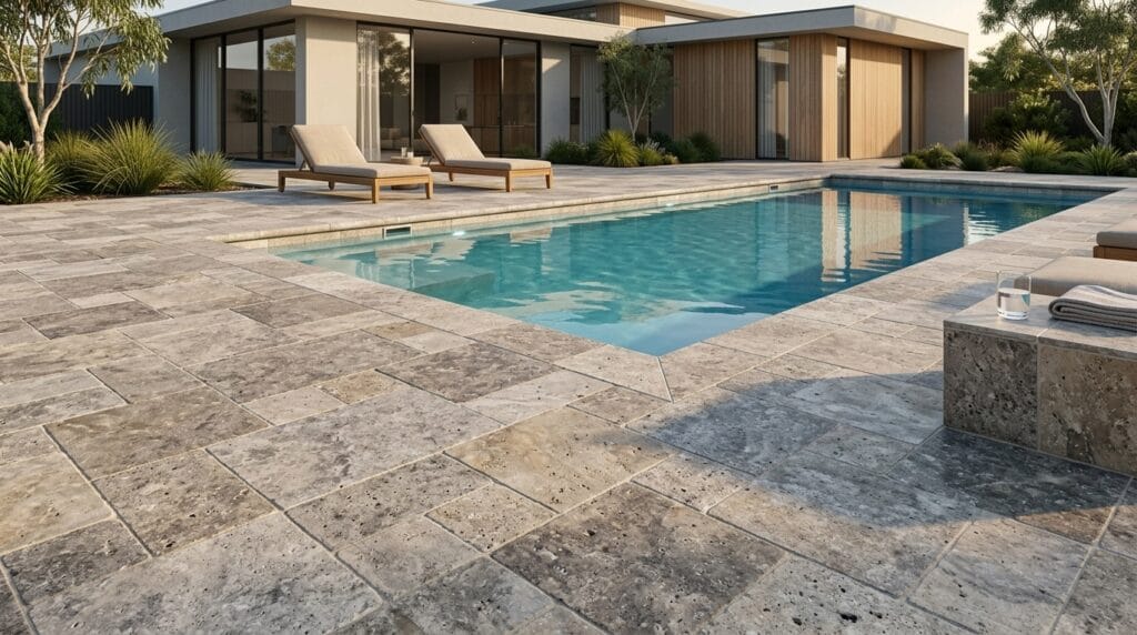 Silver travertine