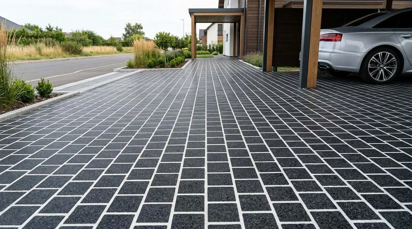 Raven Black Granite Pavers and Cobblestones